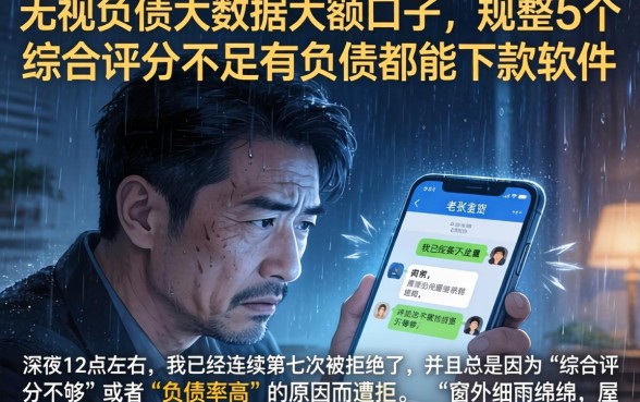 无视负债大数据大额口子，规整5个综合评分不足有负债都能下款软件