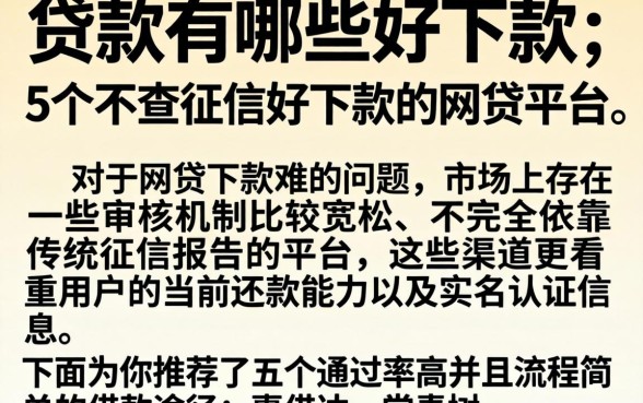 贷款有哪些好下款，详细阐述5个不查征信好下款的网贷平台