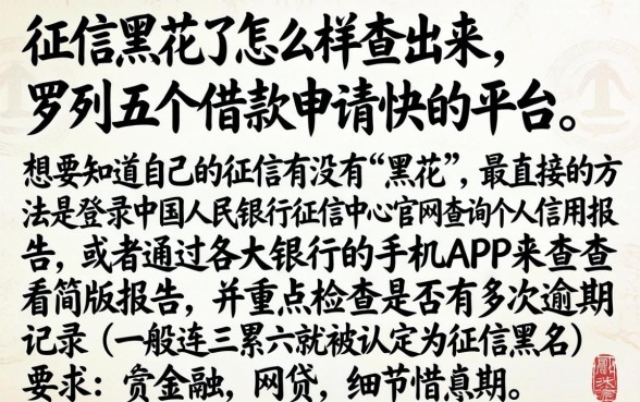 征信黑花了怎么样查出来，罗列五个借款申请快的平台