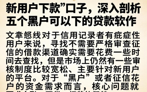 新用户下款的口子，深入剖析五个黑户可以下的贷款软件