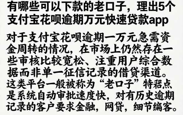 有哪些可以下款的老口子，理出5个支付宝花呗逾期万元快速贷款app