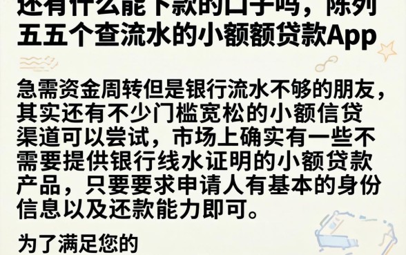 还有什么能下款的口子吗，陈列五个不查流水的小额度贷款app