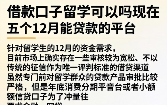借款口子留学可以吗现在，概括五个12月能贷款的平台