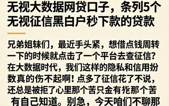 无视大数据网贷口子,条列5个无视征信黑白户秒下款的贷款