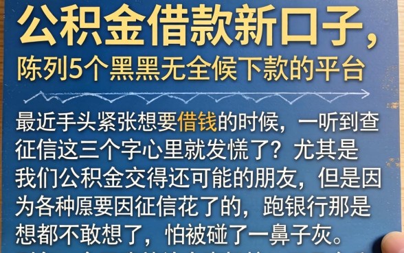 公积金借款新口子，陈列5个黑户无条件下款的平台