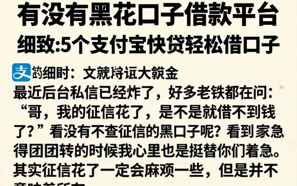 有没有黑花口子借款平台,细致阐述5个支付宝快贷轻松借口子