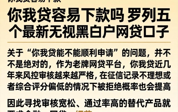 你我贷容易下款吗，罗列五个最新无视黑白户网贷口子