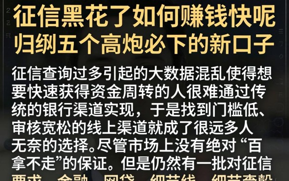 征信黑花了如何赚钱快呢，归纳五个高炮必下的新口子