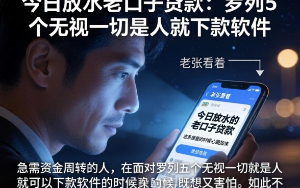 今日放水老口子贷款，罗列5个无视一切是人就下款软件