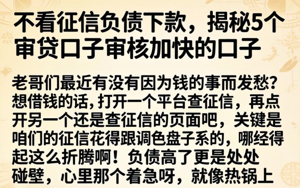 不看征信负债下款，揭秘5个审贷口子审核加快的口子