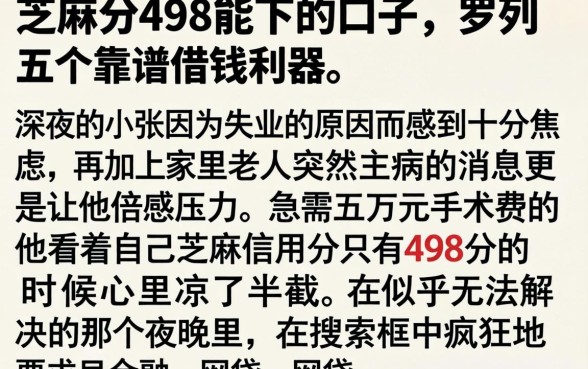 芝麻分498能下的口子，罗列五个靠谱借钱利器