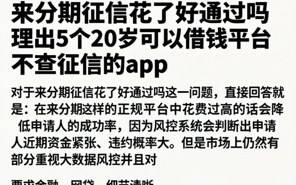 来分期征信花了好通过吗，理出5个20岁可以借钱平台不查征信的app
