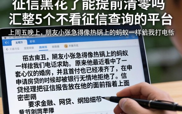 征信黑花了能提前清零吗，汇整5个不看征信查询的平台