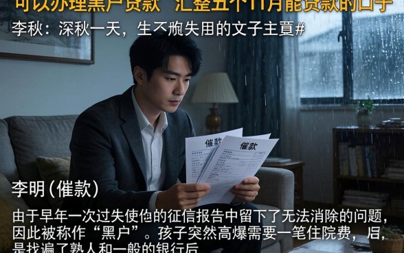 可以办理黑户贷款,汇整五个11月能贷款的口子