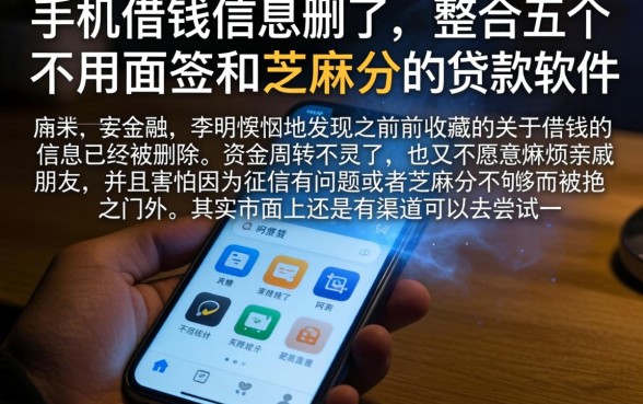 手机借钱信息删了，整合五个不用面签和芝麻分的贷款软件