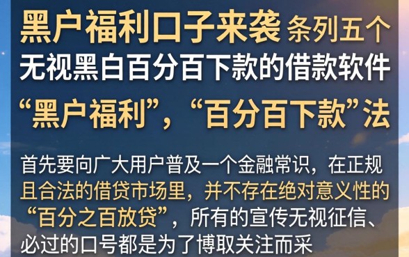 黑户福利口子来袭，条列五个无视黑白百分百下款的借款软件