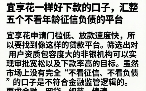 宜享花一样好下款的口子，汇整五个不看年龄征信负债的平台
