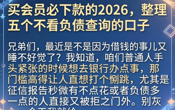 买会员必下款的2026，整理五个不看负债查询的口子