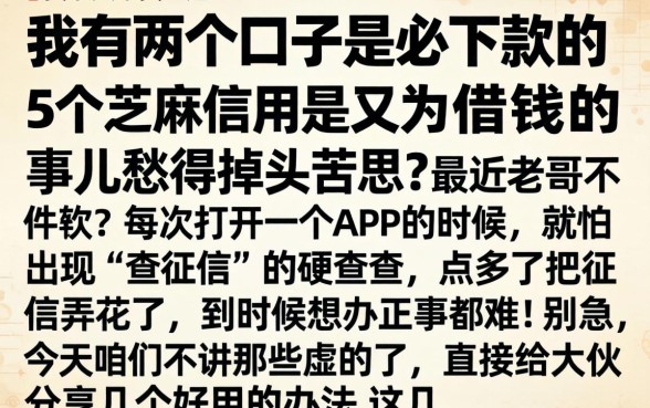 我有两个口子是必下款的，详细阐述5个芝麻信用可以借钱的软件