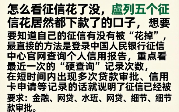 怎么看征信花了没，胪列五个征信花居然都下款了的口子