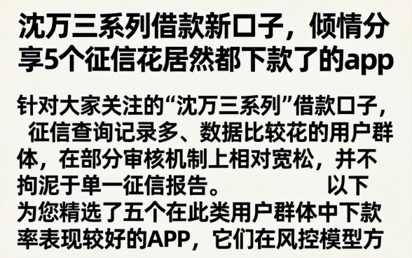 沈万三系列的借款新口子，倾情分享5个征信花居然都下款了的app