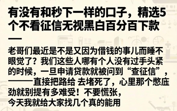 有没有和秒下一样的口子，精选5个不看征信无视黑白百分百下款