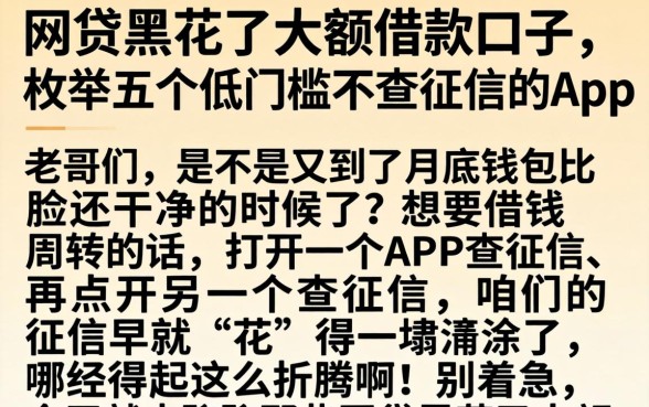 网贷黑花了大额借款口子，枚举五个低门槛不查征信的app