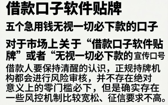 借款口子软件贴牌，详尽说明五个急用钱无视一切必下款的口子
