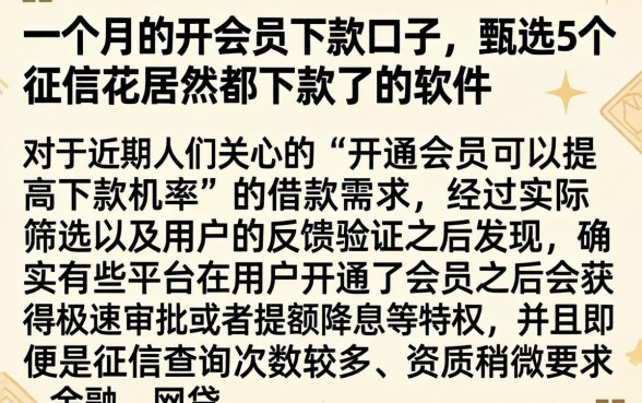 一个月的开会员下款口子，甄选5个征信花居然都下款了的软件