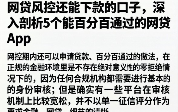 网贷风控还能下款的口子,深入剖析5个能百分百通过的网贷app