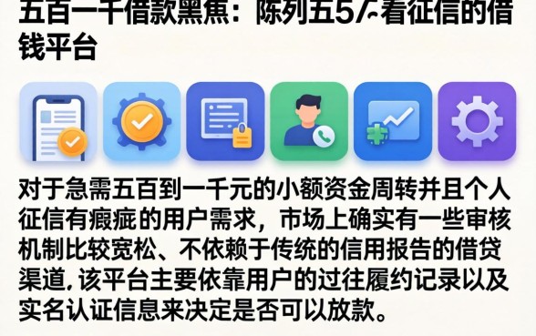 五百一千借款黑户，陈列五个不看征信的借钱平台