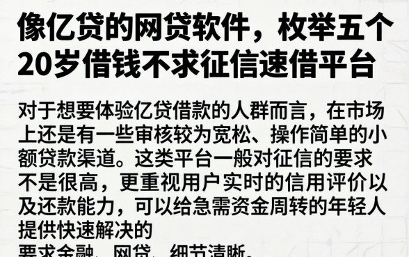 像亿贷的网贷软件,枚举五个20岁借钱不求征信速借平台