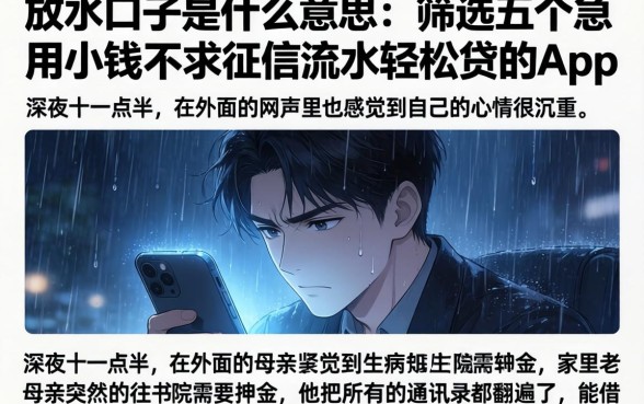 放水口子是什么意思，筛选五个急用小钱不求征信流水轻松贷的app