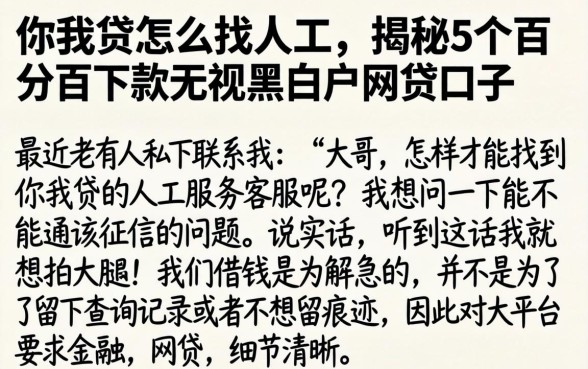 你我贷怎么找人工，揭秘5个百分百下款无视黑白户网贷口子