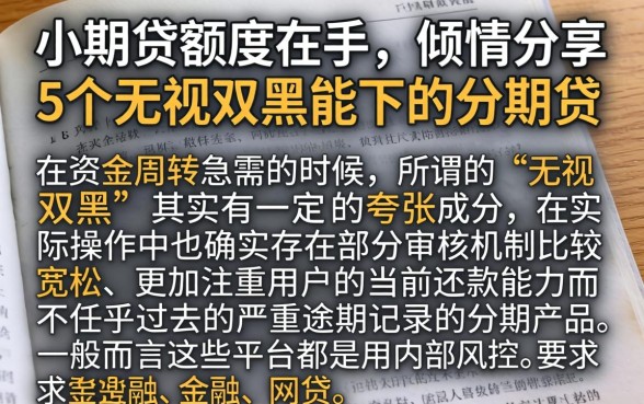 小期贷额度在手，倾情分享5个无视双黑能下的分期贷