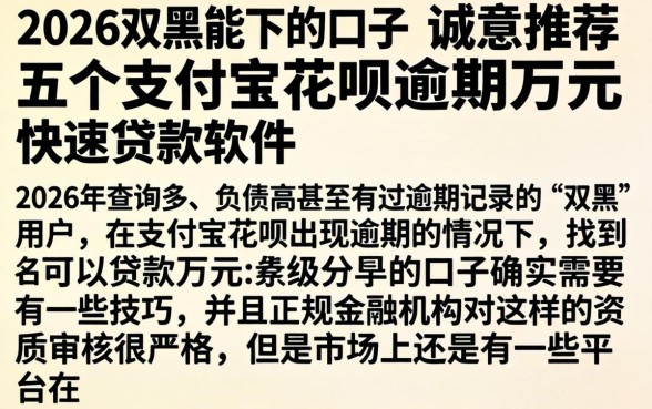 2026双黑能下的口子，诚意推荐五个支付宝花呗逾期万元快速贷款软件