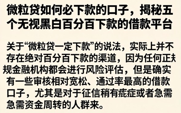 微粒贷如何必下款的口子，揭秘五个无视黑白百分百下款的借款平台