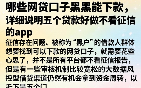 哪些网贷口子黑户能下款，详尽说明五个贷款好做不看征信的app