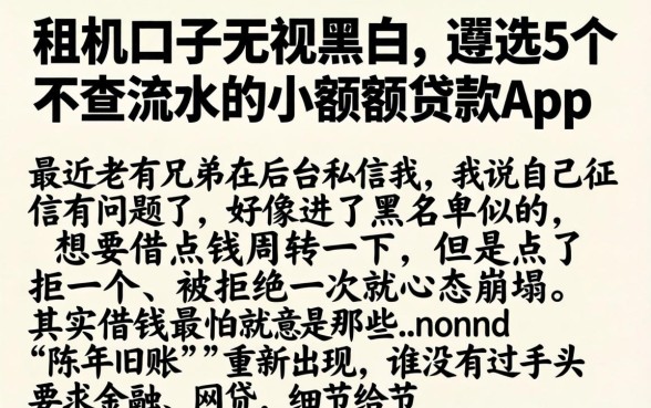 租机口子无视黑白，遴选5个不查流水的小额度贷款app