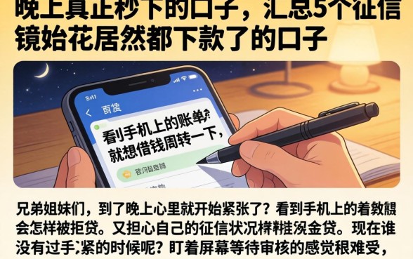 晚上真正秒下的口子，汇总5个征信花居然都下款了的口子