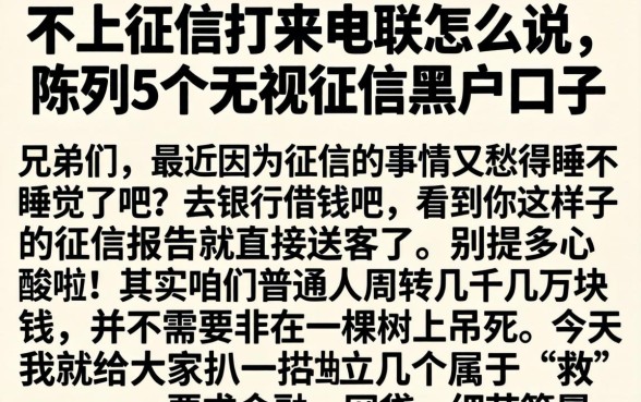 不上征信打来电联怎么说，陈列5个无视征信黑户口子