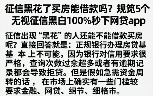 征信黑花了买房能借款吗，规整5个无视征信黑白100%秒下网贷app