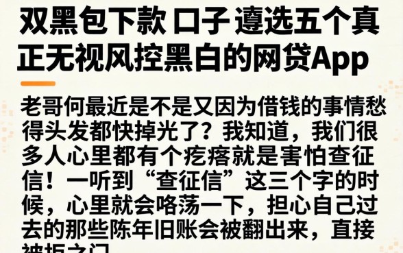 双黑包下款的口子，遴选五个真正无视风控黑白的网贷app