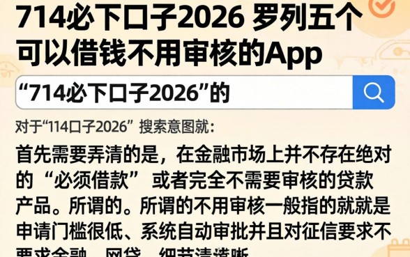 714必下口子2026，罗列五个可以借钱不用审核的app