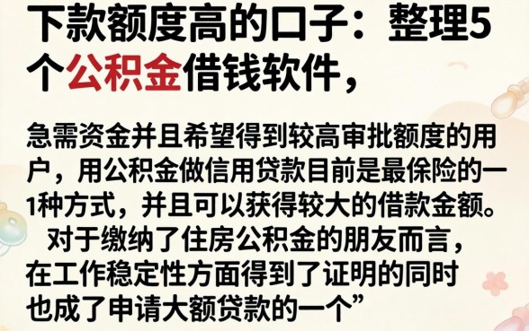 下款额度高的口子，整理5个公积金借钱软件