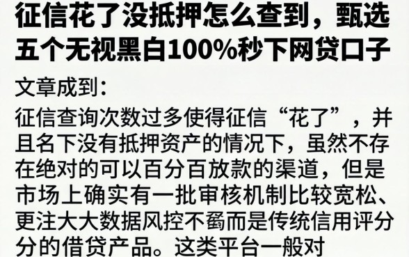 征信花了没抵押怎么查到，甄选五个无视黑白100%秒下网贷口子