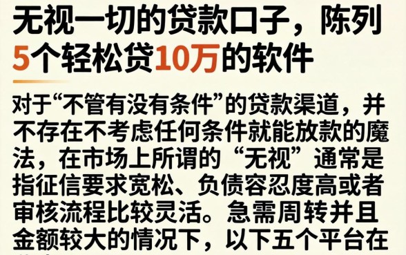 无视一切的贷款口子,陈列5个轻松贷10万的软件