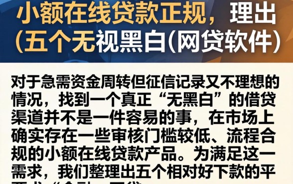 小额在线贷款正规，理出五个无视黑白的网贷软件