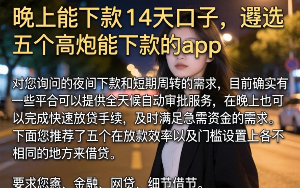 晚上能下款的14天口子，遴选五个高炮能下款的app