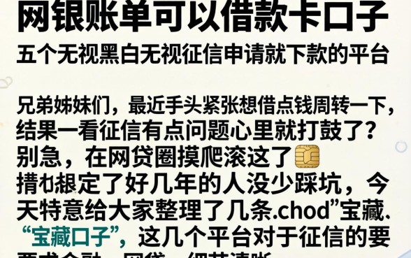 网银账单可以借款的口子，详尽说明五个无视黑白无视征信申请就下款的平台